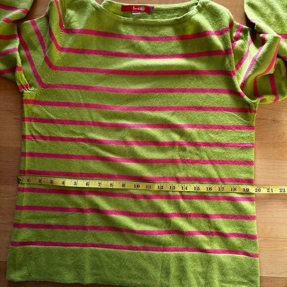 Boden Cashmere Sweater Striped Boat Neck Green Pink Size 10 Cozy Preppy Nautical - Picture 8 of 10